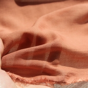 仿丝棉橘色素色薄款软垂略透肌理纹服装面料140cm宽1米价
