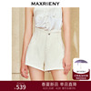 maxrieny精致复古高腰白色牛仔，短裤2024春季修身显瘦热裤女