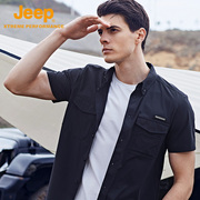 jeep吉普男士短袖衬衫，夏季宽松潮流衬衣，男百搭休闲时尚上衣