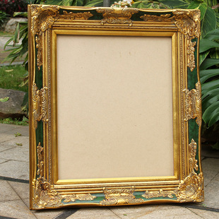 鹿艺画框实木角花框油画框暗绿色金色复古画框宽度11.5cm厚度5cm