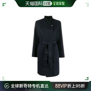 香港直邮armani阿玛尼女士，大衣藏青色羊毛翻领长款4nl10tm632