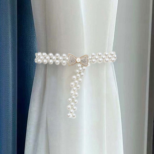 窗帘扣环配件金属装饰珍珠方便直接扣高级免粘收拢神器吊饰一对装