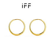 方IFF珠宝18K金耳圈圆形素圈耳环彩金耳钉百搭耳饰