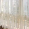 成品绣花窗纱半遮光透光窗纱田园刺绣窗帘，成品白色阳台客厅