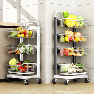 厨房蔬菜置物架落地多层不锈钢菜篮架子，家用多功能放菜水果收纳筐