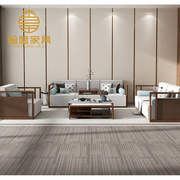 新中式实木布艺沙发组合现代简约别墅客厅样板间售楼部洽谈家具