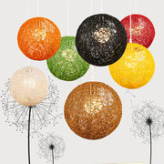 LED麻线藤艺吊灯装饰浪漫创意咖啡厅艺术餐厅客栈麻球圆形月球灯