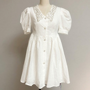 Time RoaD/汤米诺商场同款白色蕾丝高级感连衣裙夏T25233193545N