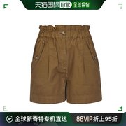 香港直邮KENZO 女士棕色棉质荷叶边高腰短裤 FC52SH0619CB-87