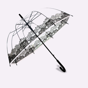 蕾丝建筑屋rain透明雨伞，小胡子铁塔透明伞可印长柄，伞阿波罗伞