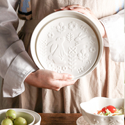 顺祥北欧风创意浮雕家用陶瓷餐具组合白瓷饭碗盘子套装釉下彩