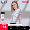 ELLE Active夏季短袖t恤女宽松纯棉休闲白色修身体恤印花上衣