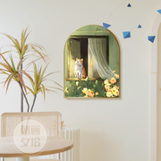 众小复古装饰画北欧餐厅猫咪挂画拱形餐边柜现代美式卧室床头壁画