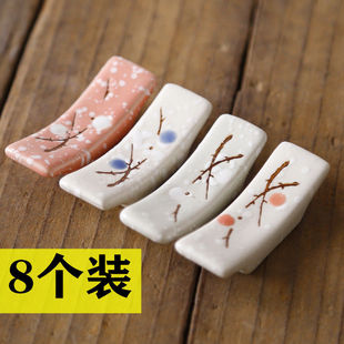 日式梅花筷托陶瓷筷子托筷枕，创意厨房筷拖餐具勺子筷子架