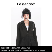 lapargay纳帕佳2023女装黑色，上衣休闲长袖假两件短外套西装潮