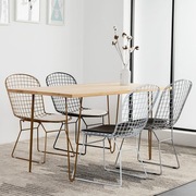 北欧镂空铁丝椅铁艺创意家具，餐椅简约金属，椅现代设计师椅子金色