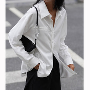 职业雪纺衬衫女长袖设计感小众春秋洋气别致上衣气质白色衬衣