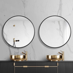 铝合金浴室圆镜子化妆镜洗漱台免打孔厕所壁挂卫生间洗手台梳妆台