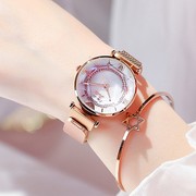 诗高迪玫瑰金吸铁表带水钻网红士手表时尚个性腕表石英表女