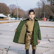 小学生军大衣儿童，东北大棉袄男童女童中长款加厚加棉保暖军绿色衣