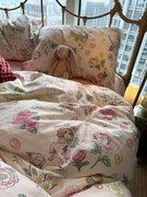 ins粉色碎花田园女孩床上四件套全棉纯棉1.5m1.8米被套床单三件套