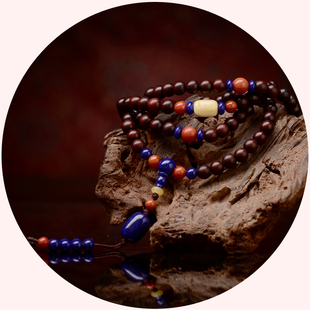 臻品水中月影〓手工珠，野生老料印度小叶，紫檀佛珠手链女6.5mm108