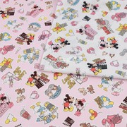 日本进口迪士尼卡通角色纯棉双层纱唐老鸭和米老鼠婴儿童面料