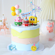 蛋糕装饰摆件卡通可爱海绵，海星烘焙气球雨丝，插件儿童宝宝生日装扮