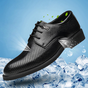男鞋夏季2023镂空透气皮鞋，男士尖头商务正装，休闲打孔洞洞凉鞋