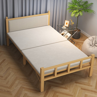 折叠床单人床成人家用奶油午休午睡加固铁架双人1.2米实木简易床