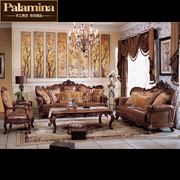 美式实木沙发组合123欧式真皮别墅大户型沙发，客厅整装家具奢华