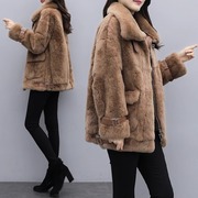 2024冬季女装韩版仿獭兔毛，皮草外套女皮毛，一体毛绒大衣气质