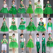 夏季小女孩儿童装草绿色连衣裙子夏秋蓬蓬纱公主六一演出走秀礼服
