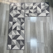 厨房防滑地垫防油防污防潮简约现代防摔地毯吸油可机洗灰色几何图