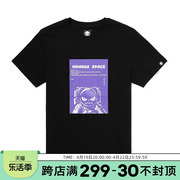 Hipanda你好熊猫设计潮牌女款宽松宇航员正脸紫色印花帅气短袖T恤