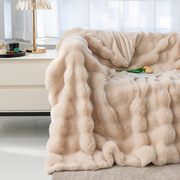 轻奢高端样板房兔毛皮草毛毯，长毛午睡小毯子，冬季加厚沙发毯床尾巾