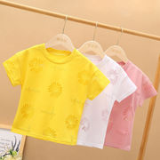 女童夏季镂空短袖t恤儿童，2023男童韩版时尚网红上衣打底衫潮