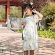 女童公主裙夏装2023儿童洋气短袖裙子甜美气质泡泡袖连衣裙子