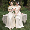 香槟色婚礼姐妹团伴娘，服2024夏季高级小众，艺考晚礼服仙气气质
