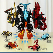 变形甲虫玩具儿童昆虫合体机器人玩具合金钢甲兽战队螳螂蝎子兽