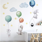 婴儿儿童房墙贴半透明贴纸兔子气球幼儿园宝宝装饰贴画