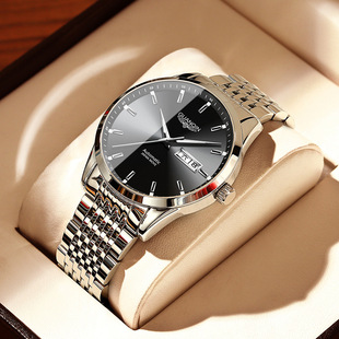 钢带双日历夜光士，手表高档瑞士全自动机械表，品牌手表防水男