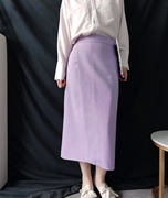 出口日本高端羊毛紫色半身裙