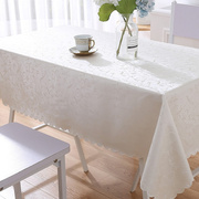 欧式桌布防水防油防滑免洗白色简约现代长方形餐桌家用茶几台布