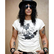 Slash同款米奇恶搞 短袖T恤夏季宽松纯棉 摇滚 炮与玫瑰吉他手