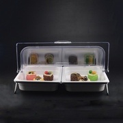 创意双格水果盘分格凉菜冷餐餐盘甜品带盖自助餐台食物展示架