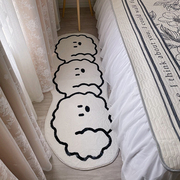 可爱地毯卧室加厚毛绒床边毯少女，房间长条卡通猫咪床前ins风地垫