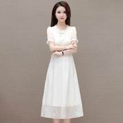 时尚洋气连衣裙女2024年夏季韩版修身气质小个子中长款裙