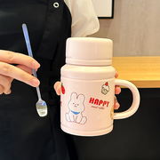 陶瓷杯大容量带盖带勺子，可爱卡通小熊马克杯家用办公室泡茶喝水杯