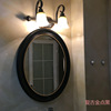 复古黑色美式椭圆形壁挂镜洗手间浴室镜梳妆镜现代法式玄关厕所镜